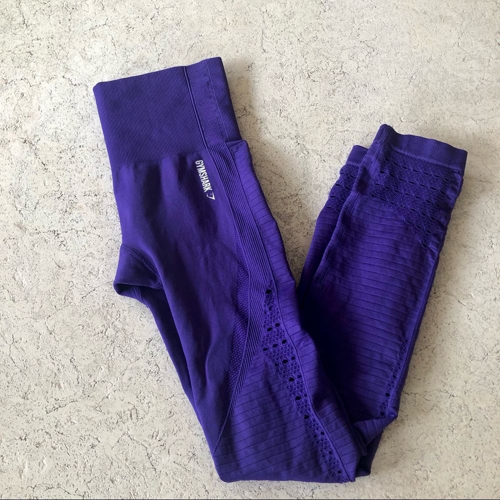 GYMSHARK Energy Seamless Tight Leggings XS Extra Small x small neon blue purple